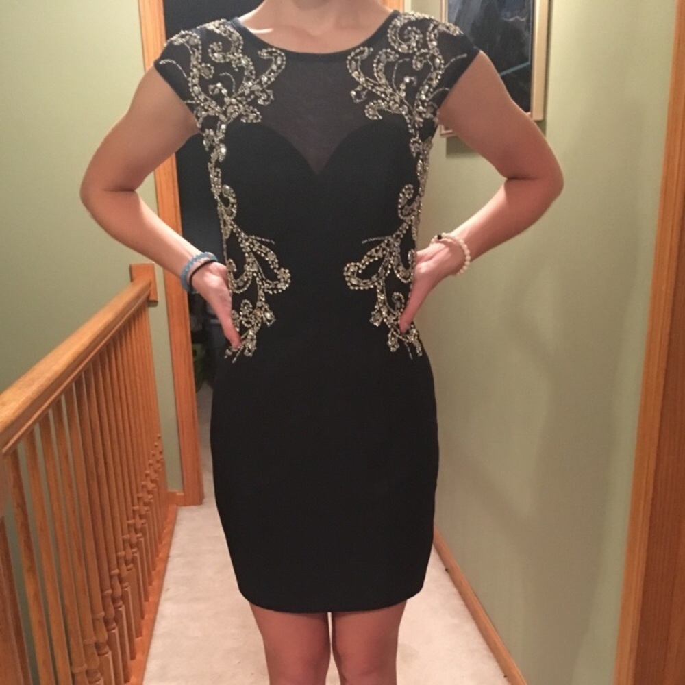 Navy Blue Fitted Homecoming Dress